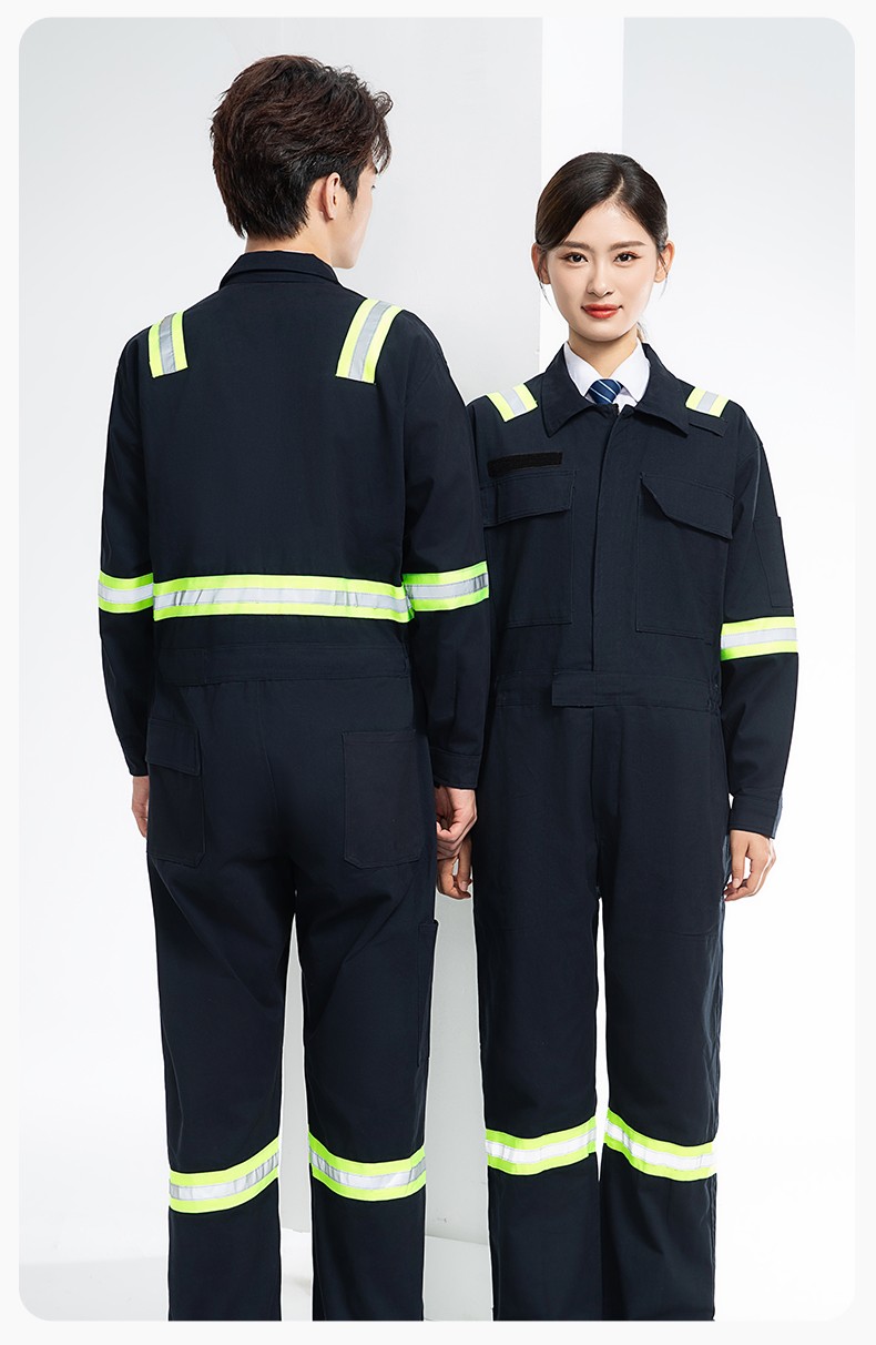 QM8057 全棉長袖連體工作服反光條勞保服機修服中海油工作服套裝(圖16)