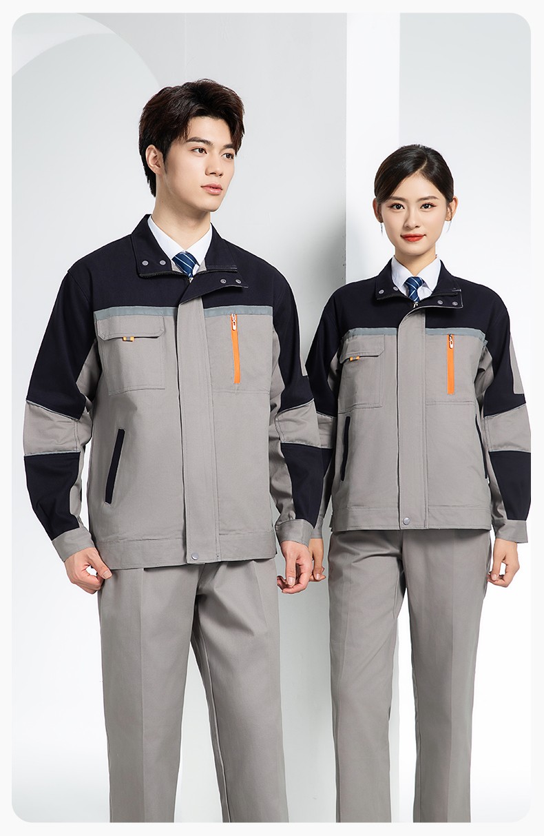 QM20129 純棉工作服套裝定制加厚耐磨長(zhǎng)袖勞保服汽修裝修工地電焊工裝(圖14)