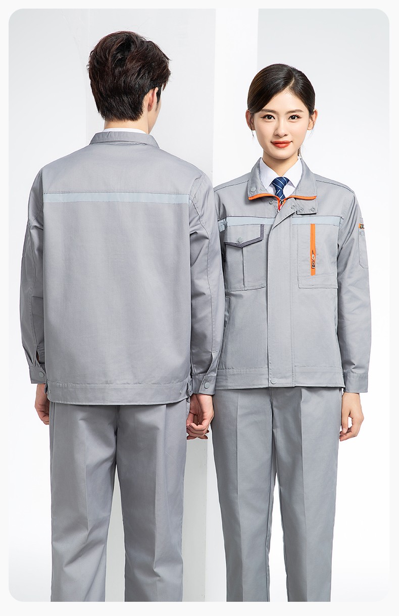 DM8038 批發工作服套裝男耐磨長袖反光條廠服車間汽修企業工地工裝勞保服(圖19)