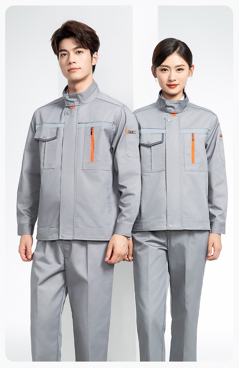 DM8038 批發工作服套裝男耐磨長袖反光條廠服車間汽修企業工地工裝勞保服(圖18)