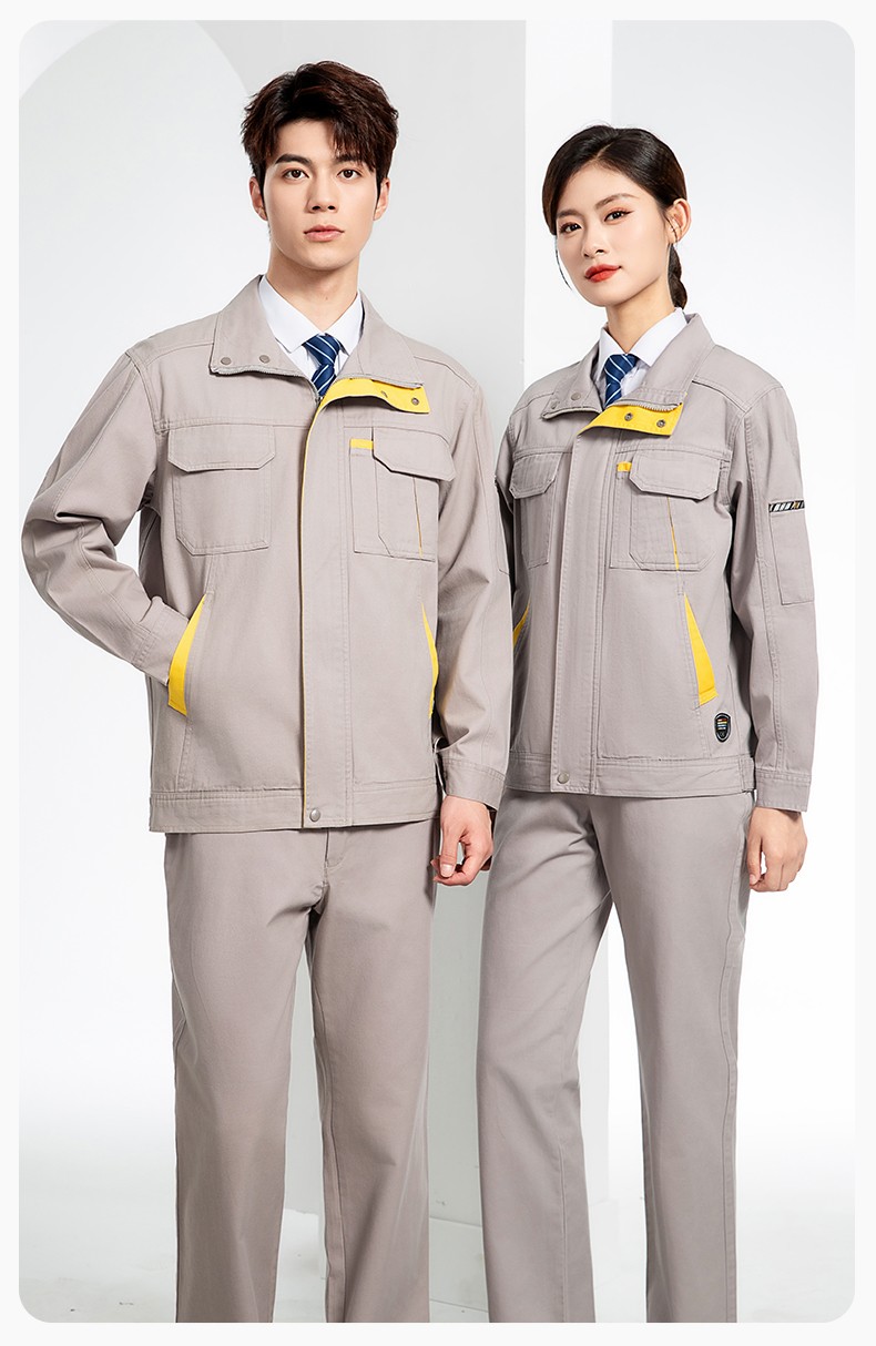 JC-20142 純棉春秋工作服套裝男加厚工廠車間服耐磨全棉汽修服勞保服定制(圖15)