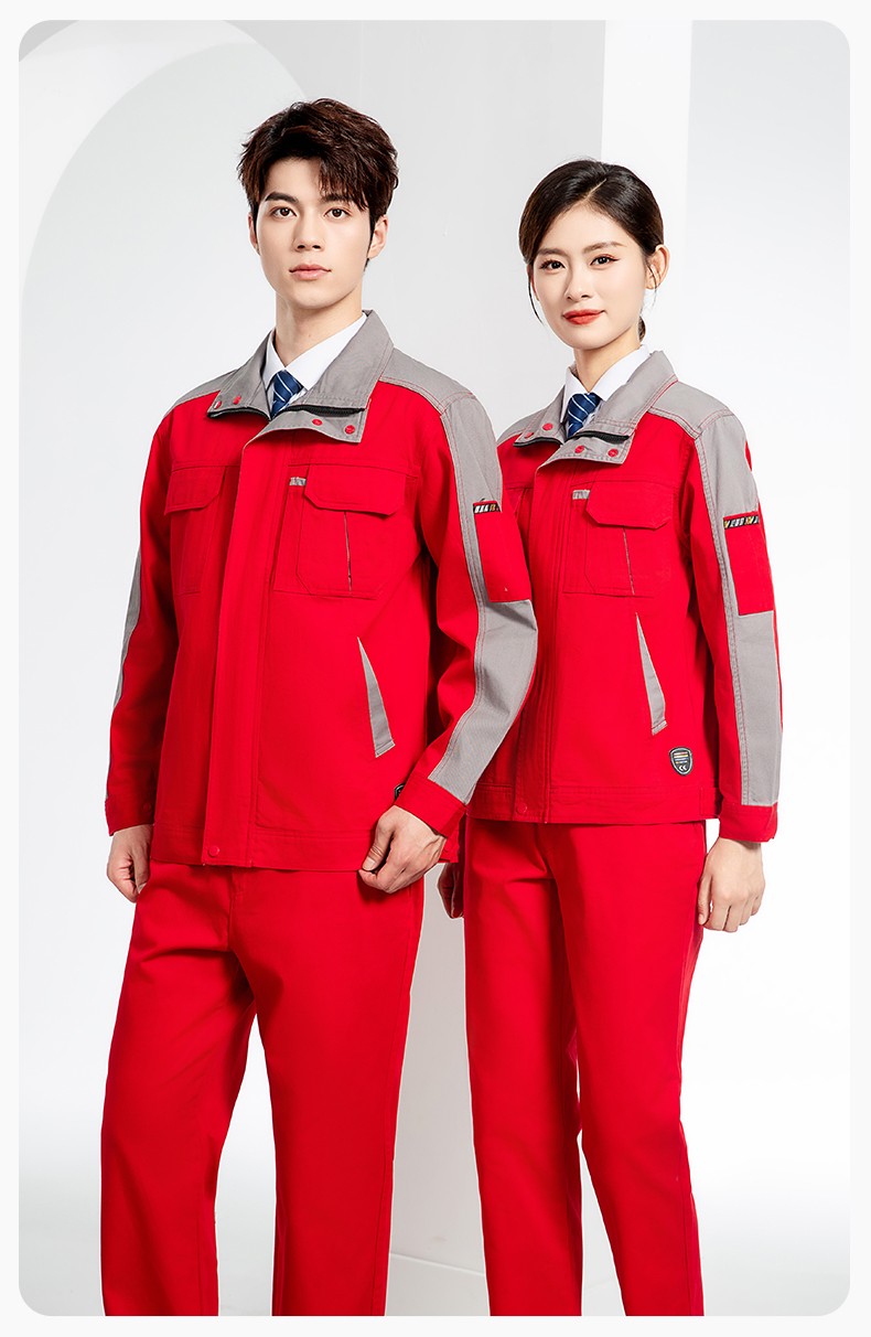 JC-20142 純棉春秋工作服套裝男加厚工廠車間服耐磨全棉汽修服勞保服定制(圖17)