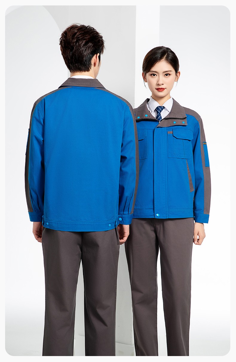 JC-20142 純棉春秋工作服套裝男加厚工廠車間服耐磨全棉汽修服勞保服定制(圖20)