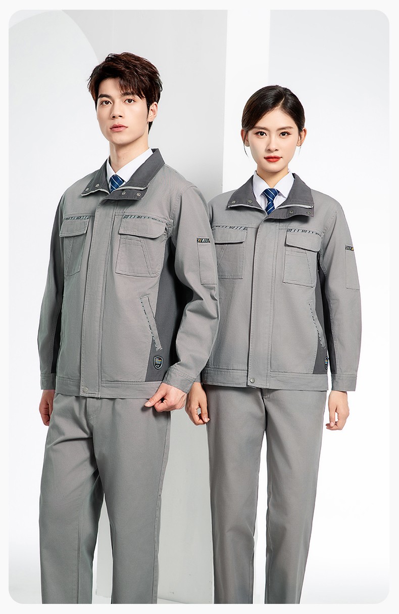 JC-20143 純棉春秋工作服套裝男拼色全棉工裝汽車維修廠車間勞保服可定制(圖17)