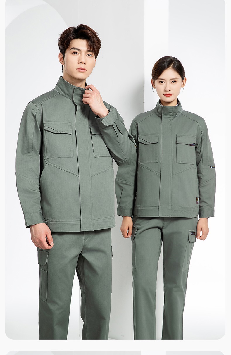 JC-SY61X 防靜電春秋長袖工作服套裝CVC耐磨純色工裝機修車間工廠服定制(圖19)