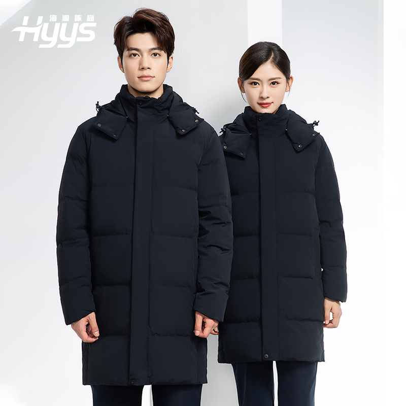 RH-6013 冬季羽絨長款棉衣工作服純色一體棉服工裝男女工廠商超團(tuán)體服定制