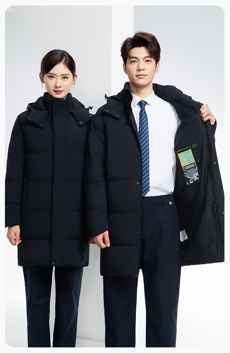 RH-6013 冬季羽絨長款棉衣工作服純色一體棉服工裝男女工廠商超團體服定制(圖16)