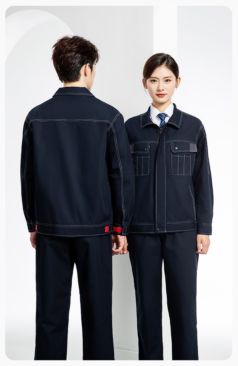 YJ-5603 春秋款防撕裂長袖工作服套裝印logo定制電焊機修男加厚耐磨勞保服(圖15)