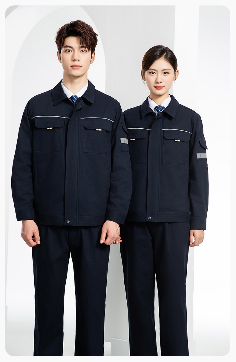 YJ-6902 純棉工作服套裝男印字定制春秋耐磨電力全棉工廠車間工裝勞保廠服(圖17)