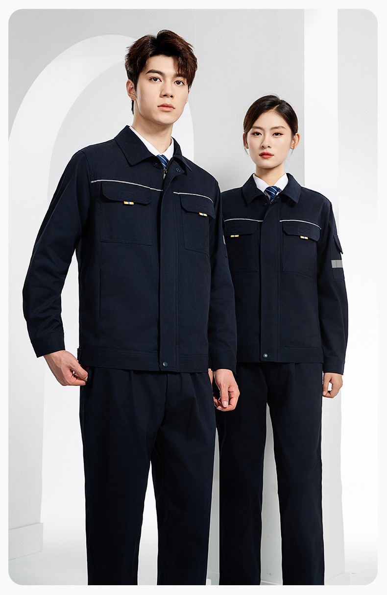 YJ-6902 純棉工作服套裝男印字定制春秋耐磨電力全棉工廠車間工裝勞保廠服(圖16)
