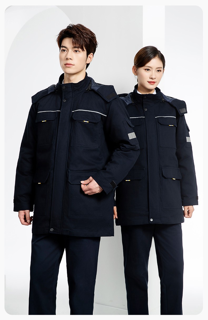 YJ-8902 冬季工作服男女印logo加厚保暖純棉勞保服棉襖車間工廠服定制棉衣(圖20)