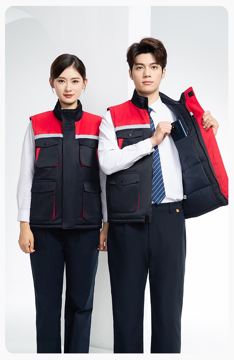 YJ-9902 秋冬工程棉馬甲工裝拼色團(tuán)體廣告志愿者馬夾加厚保暖背心工裝定制(圖16)