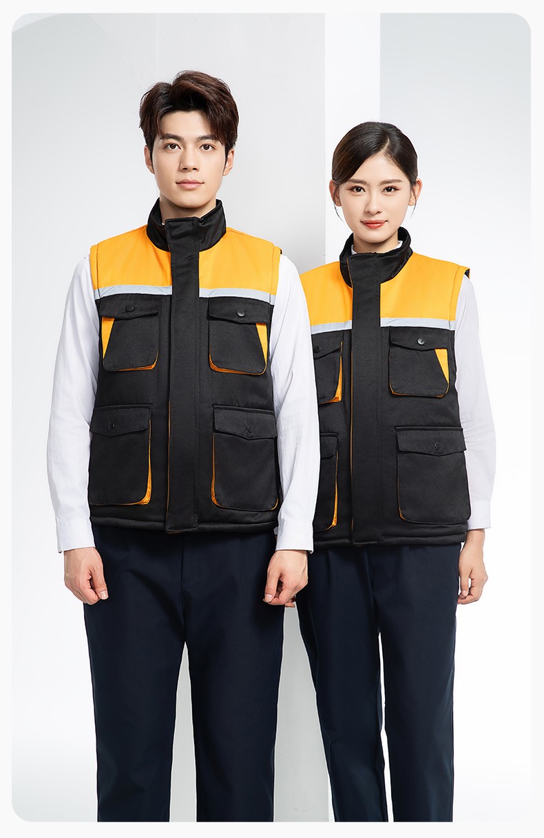 YJ-9902 秋冬工程棉馬甲工裝拼色團(tuán)體廣告志愿者馬夾加厚保暖背心工裝定制(圖18)