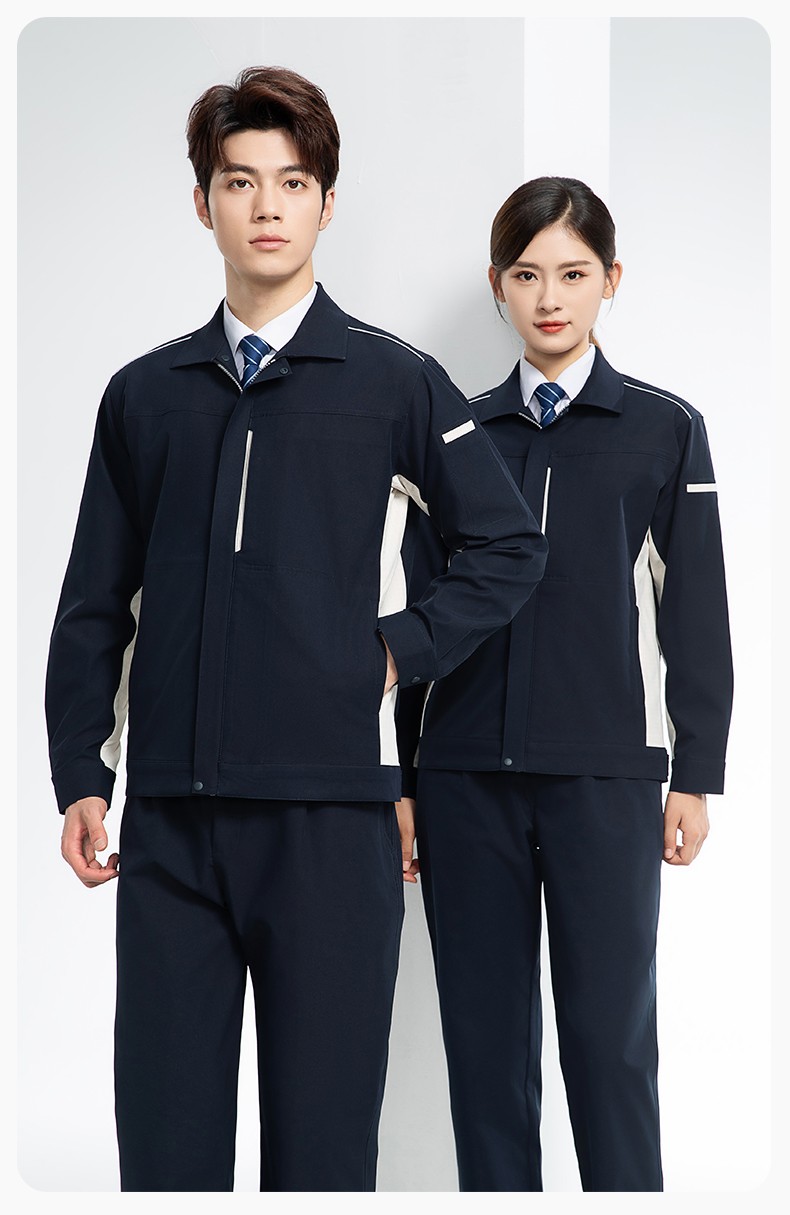 YJ-6513 春秋加油站防靜電勞保工作服套裝耐磨車間工裝定制(圖12)