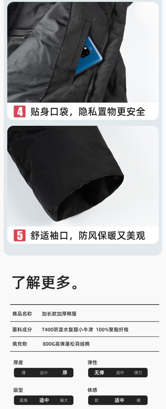 YJ-8903 冬季一體長款棉服加厚保暖學生防寒服定制(圖9)