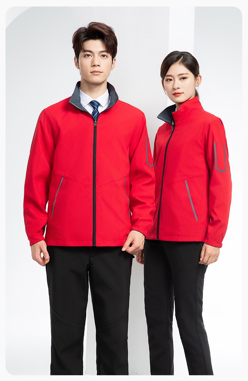 YJ-7001 高端工作服沖鋒衣春秋雙面企業公司行政商務高管員工長袖外套定制(圖15)