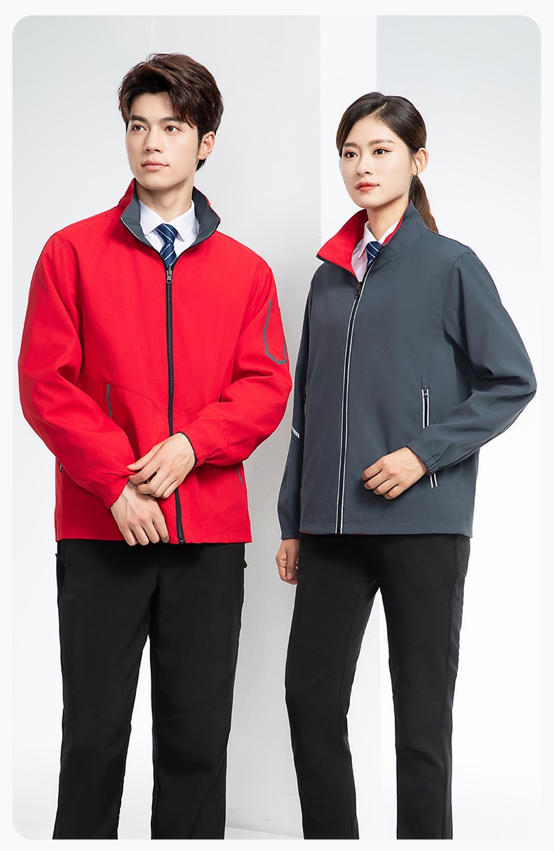 YJ-7001 高端工作服沖鋒衣春秋雙面企業公司行政商務高管員工長袖外套定制(圖17)