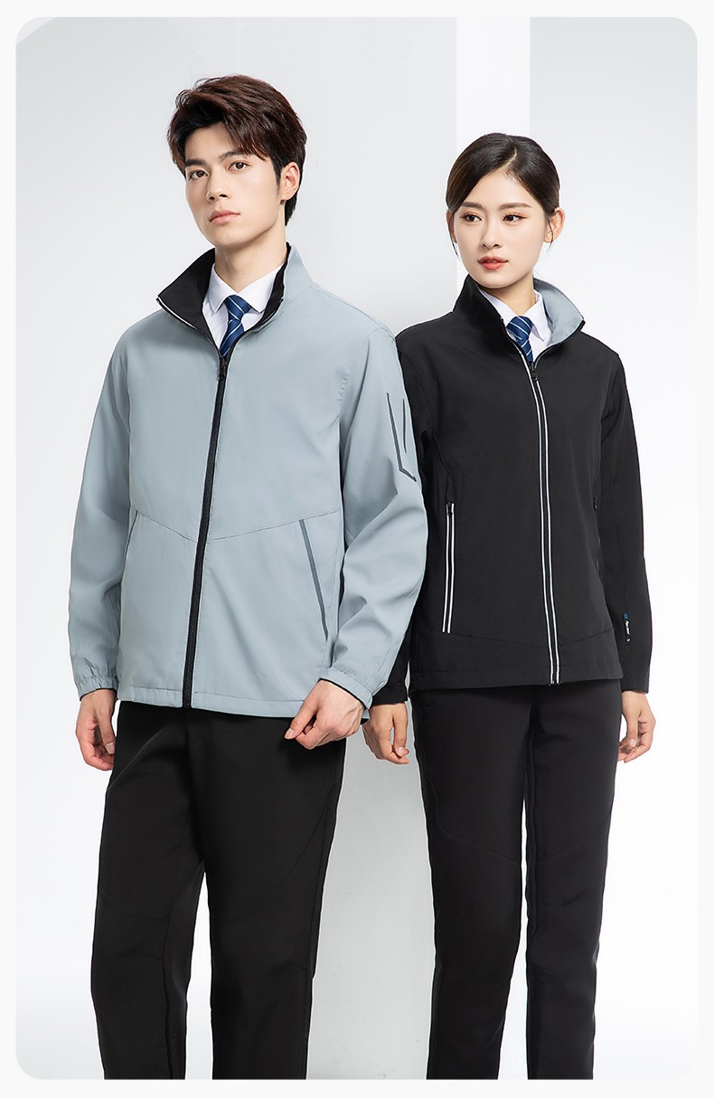 YJ-7001 高端工作服沖鋒衣春秋雙面企業公司行政商務高管員工長袖外套定制(圖20)