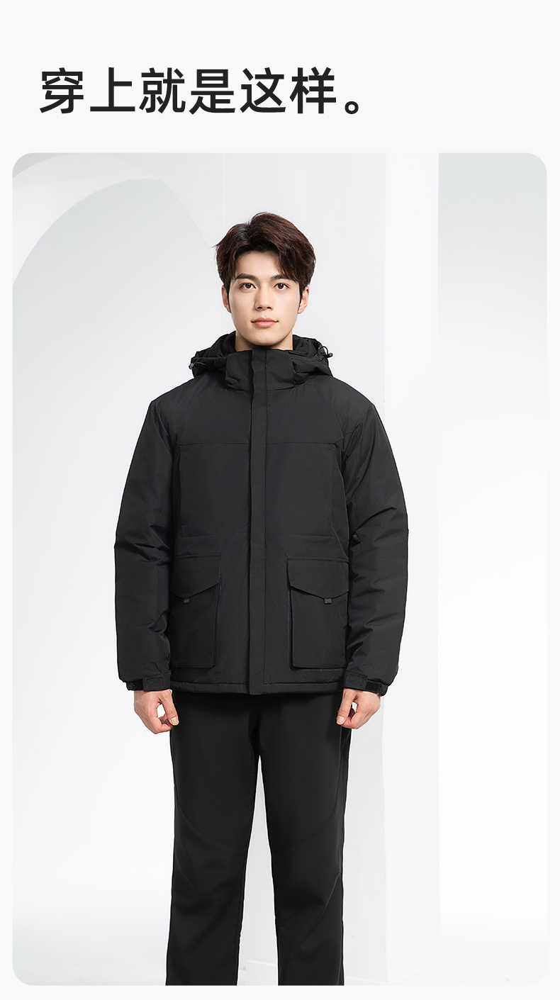 YJ-1916 冬季一體式純色沖鋒衣印LOGO男女兜蓋加厚保暖外套企業團體服外套(圖13)