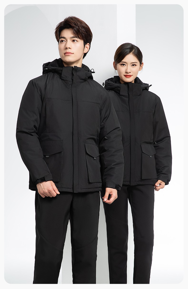 YJ-1916 冬季一體式純色沖鋒衣印LOGO男女兜蓋加厚保暖外套企業團體服外套(圖14)
