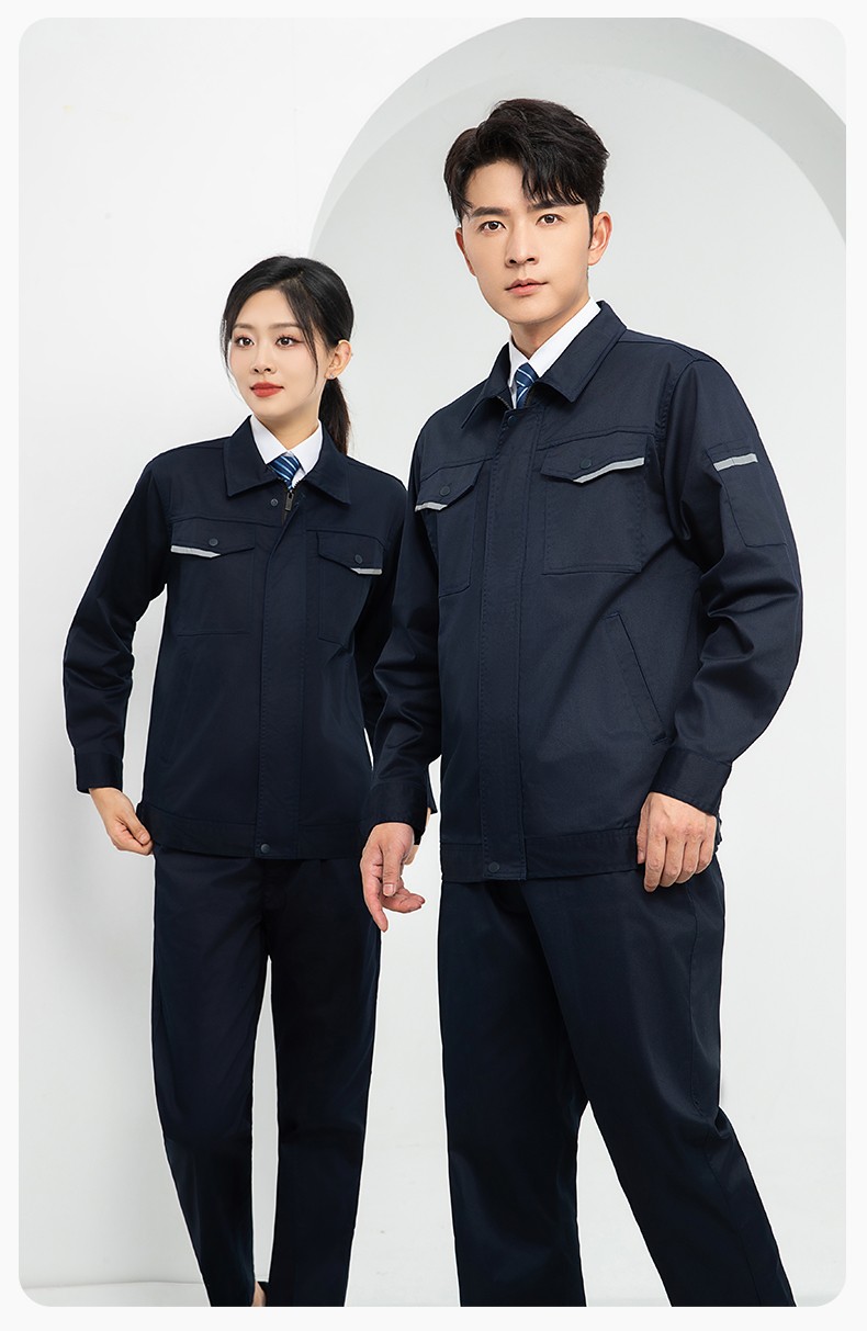 LJ-1809 秋工作服套裝印字男純色汽修長袖耐磨電焊工工裝勞保服定制(圖14)