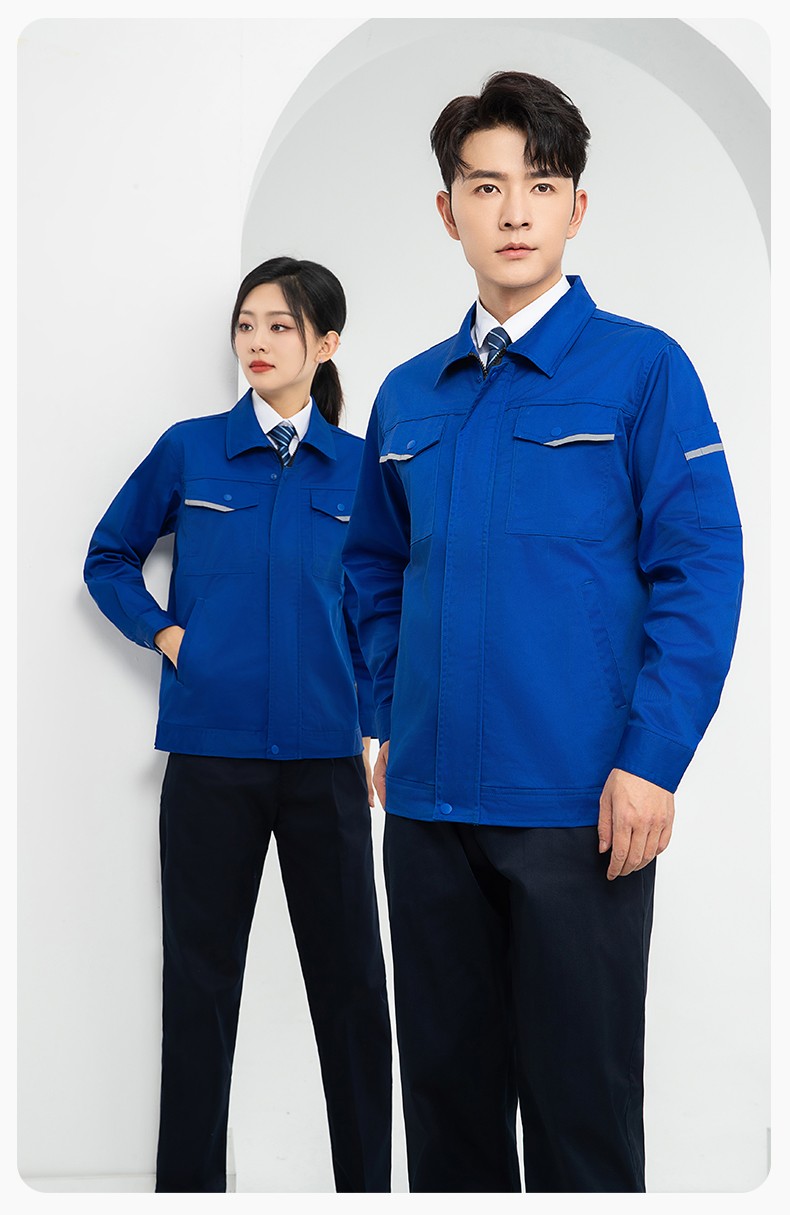 LJ-1809 秋工作服套裝印字男純色汽修長袖耐磨電焊工工裝勞保服定制(圖13)