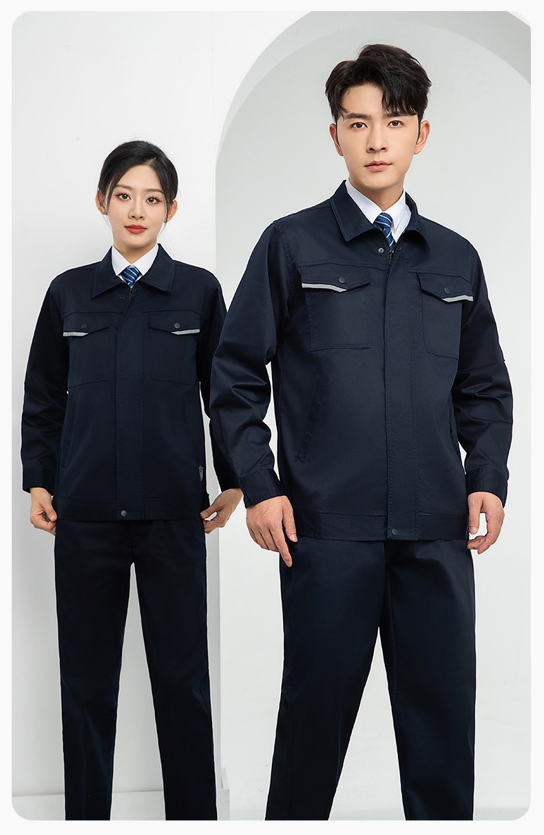 LJ-1809 秋工作服套裝印字男純色汽修長袖耐磨電焊工工裝勞保服定制(圖15)
