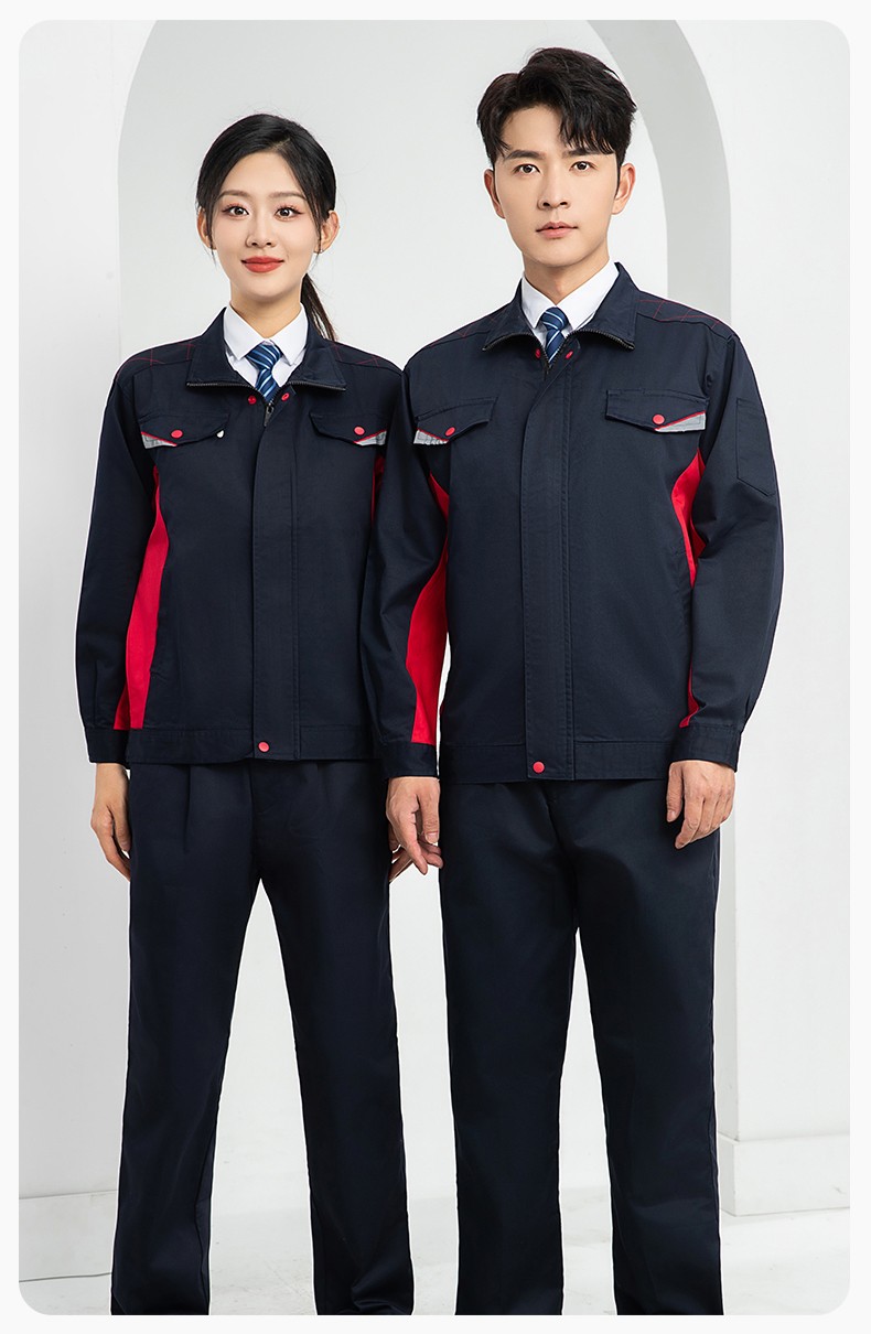 LJ-9901 春秋防靜電工作服套裝男拼色耐磨電焊工加油站可定制工裝勞保服(圖13)