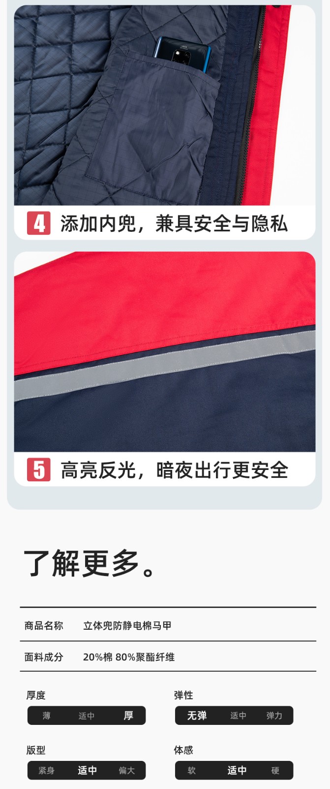 LW-9983  防靜電秋冬工程棉馬甲工裝團體廣告志愿者義工馬夾背心工作服定制(圖10)