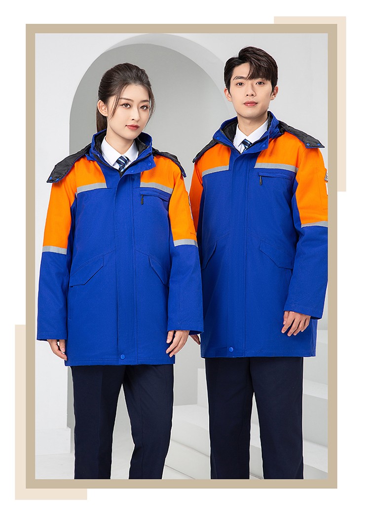 LW-8818 純棉防靜電工作服棉衣定制冷庫加油站冬季中長款防寒服勞保服外套(圖22)