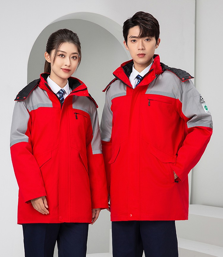 LW-8818 純棉防靜電工作服棉衣定制冷庫加油站冬季中長款防寒服勞保服外套(圖23)