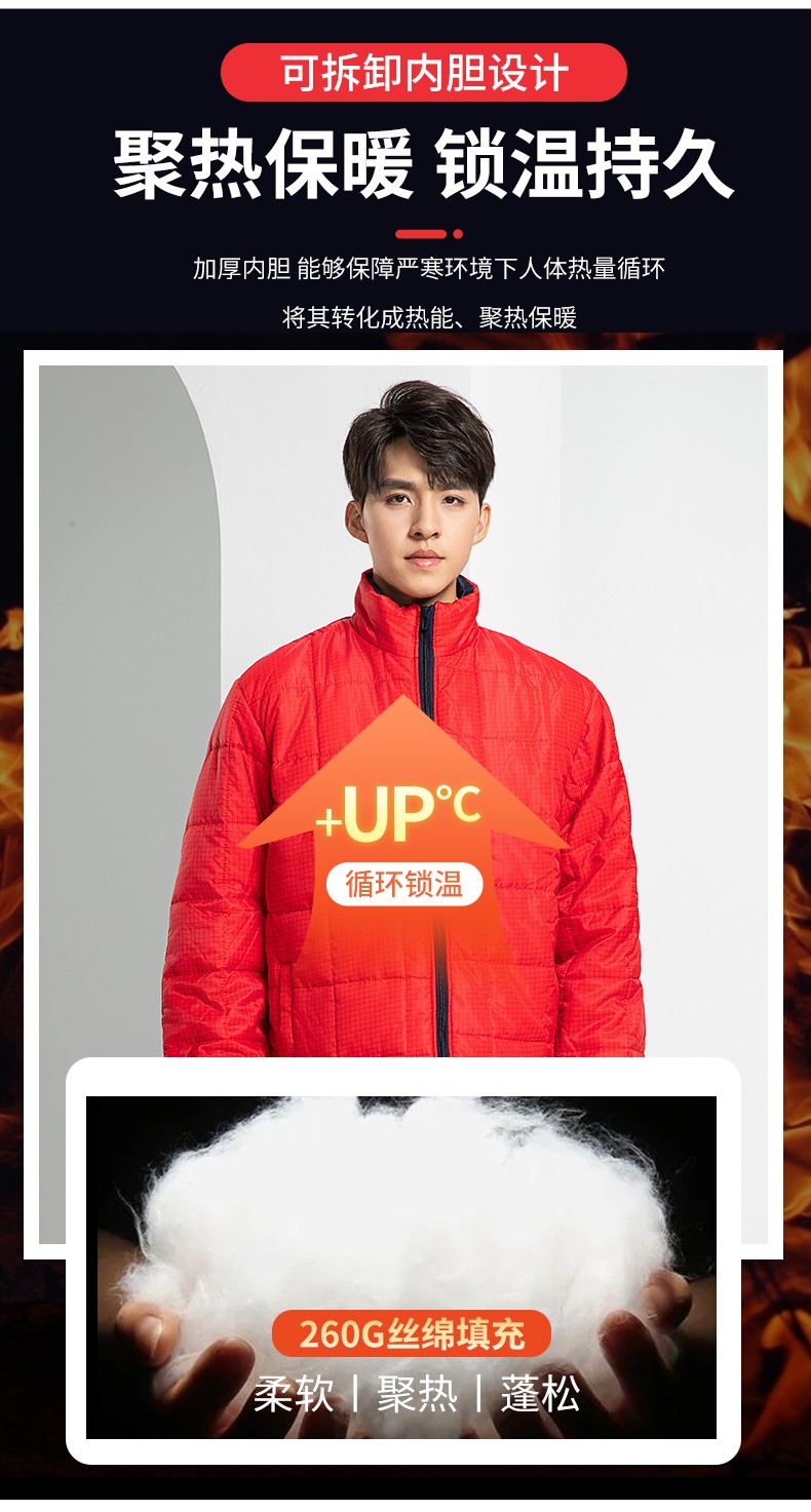 LW-8893 防靜電冬季中長工作服棉服定制男工服工裝加油站電工勞保服上衣(圖8)