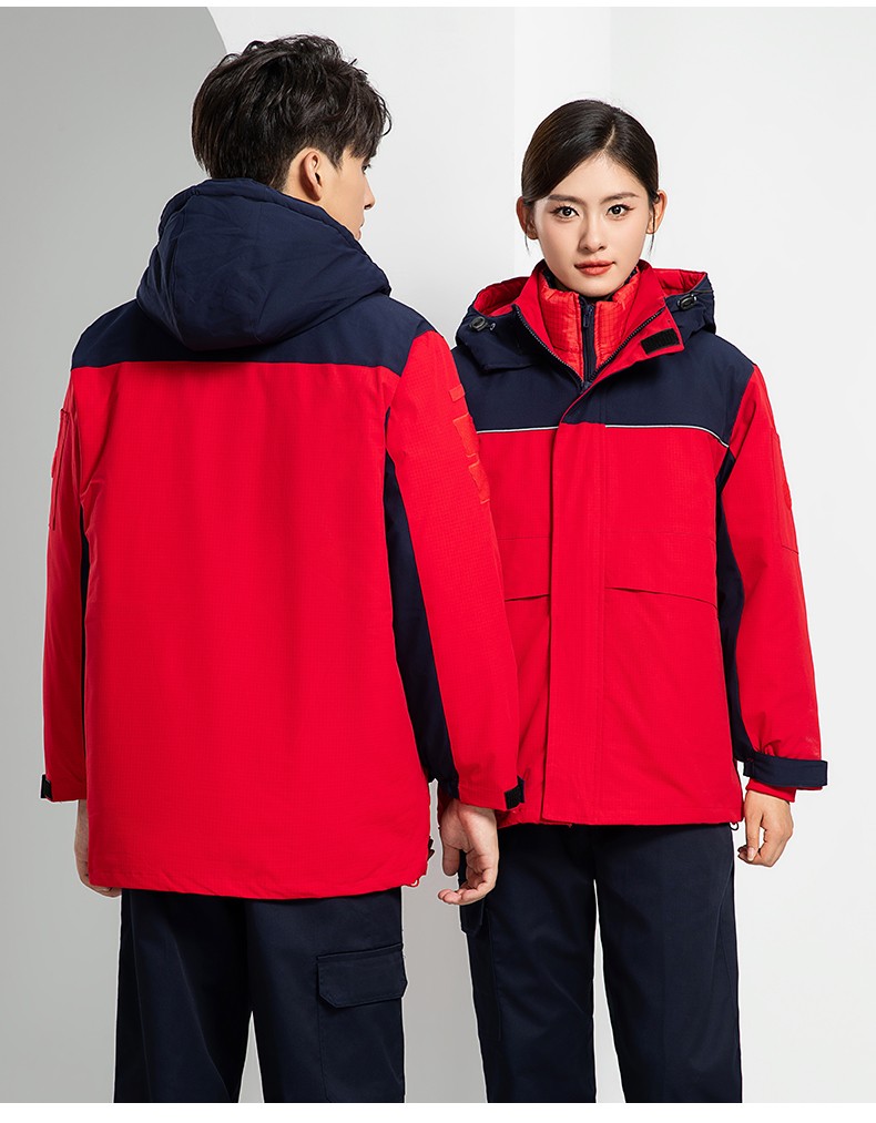 LW-8893 防靜電冬季中長工作服棉服定制男工服工裝加油站電工勞保服上衣(圖20)