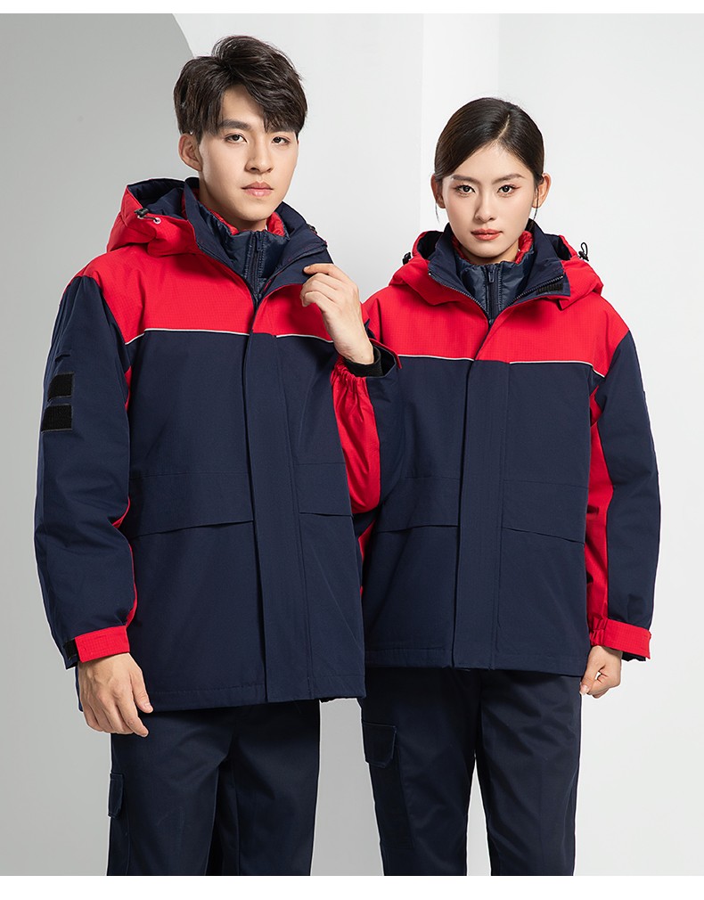 LW-8893 防靜電冬季中長工作服棉服定制男工服工裝加油站電工勞保服上衣(圖22)