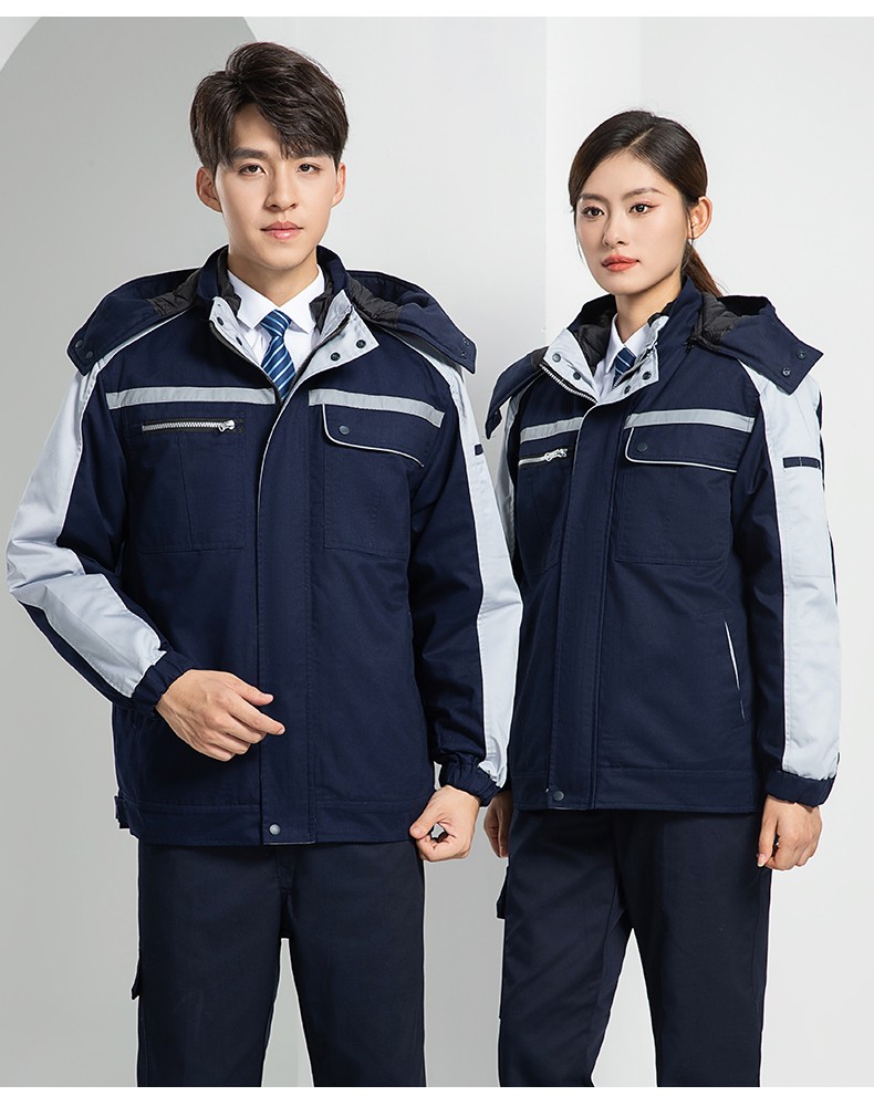 LW-8869 冬季工作服棉服定制工廠車間戶外男保溫反光條保暖棉襖棉衣工作服(圖22)