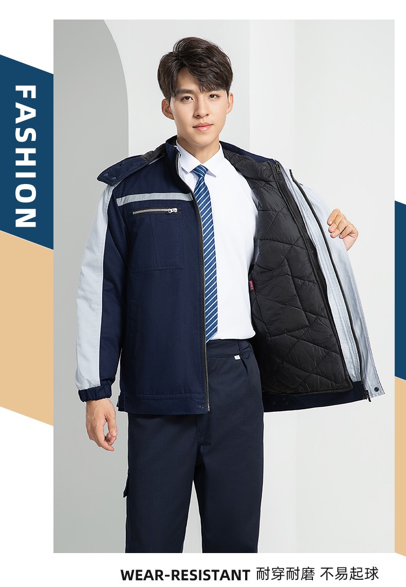 LW-8869Y 冬季羽絨內膽工作服棉服定制工廠車間戶外男保溫反光條保暖棉襖棉衣工作服(圖21)