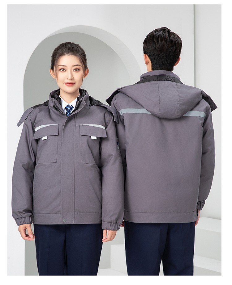 LW-8826 冬季可拆卸工作服棉襖工廠車間員工勞保服加絨加厚棉服工裝定制(圖27)