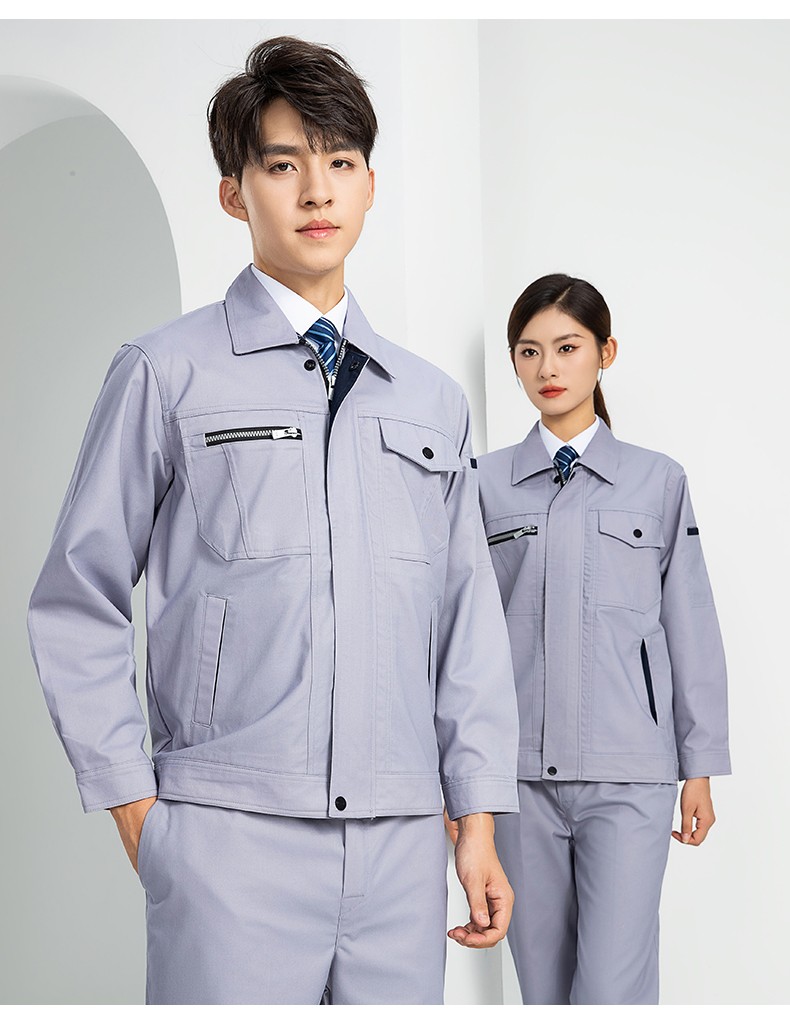 LW-8067 高端工作服套裝定制男春秋長袖車間工人夾克勞保服工裝上衣印繡字(圖22)
