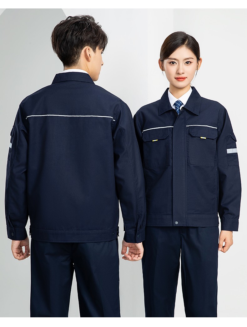 LW-8089 春秋季長(zhǎng)袖反光工作服套裝定制男汽修耐磨工人工廠車(chē)間上衣勞保服(圖19)