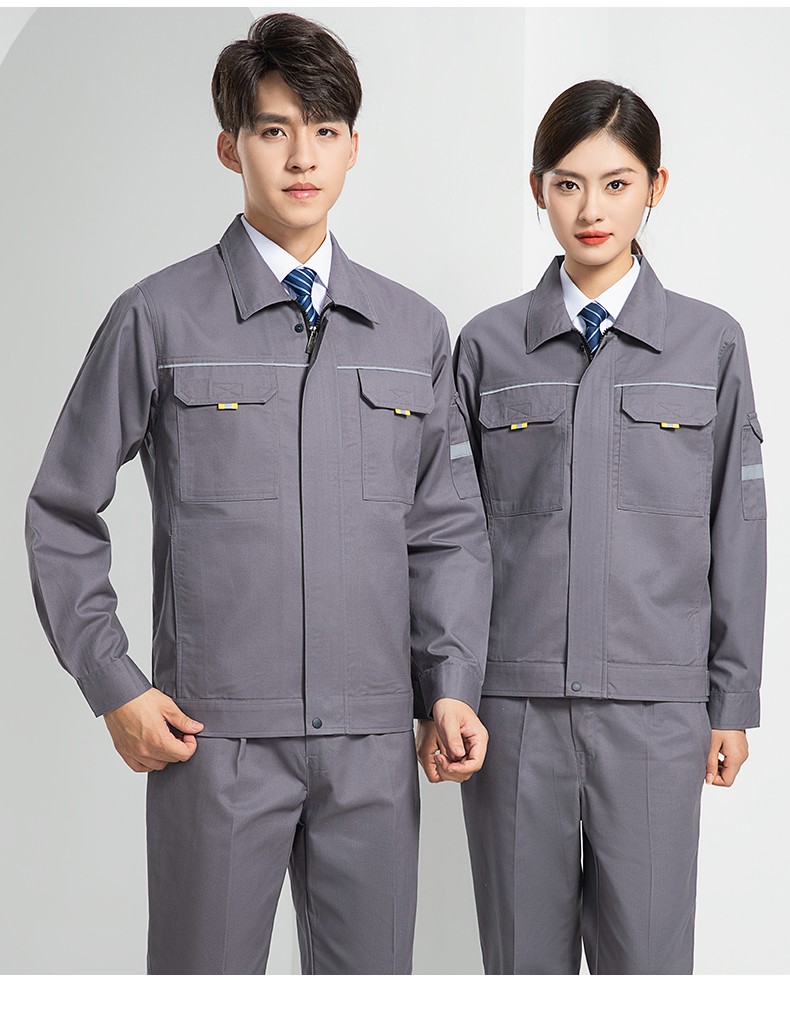 LW-8089 春秋季長(zhǎng)袖反光工作服套裝定制男汽修耐磨工人工廠車(chē)間上衣勞保服(圖21)
