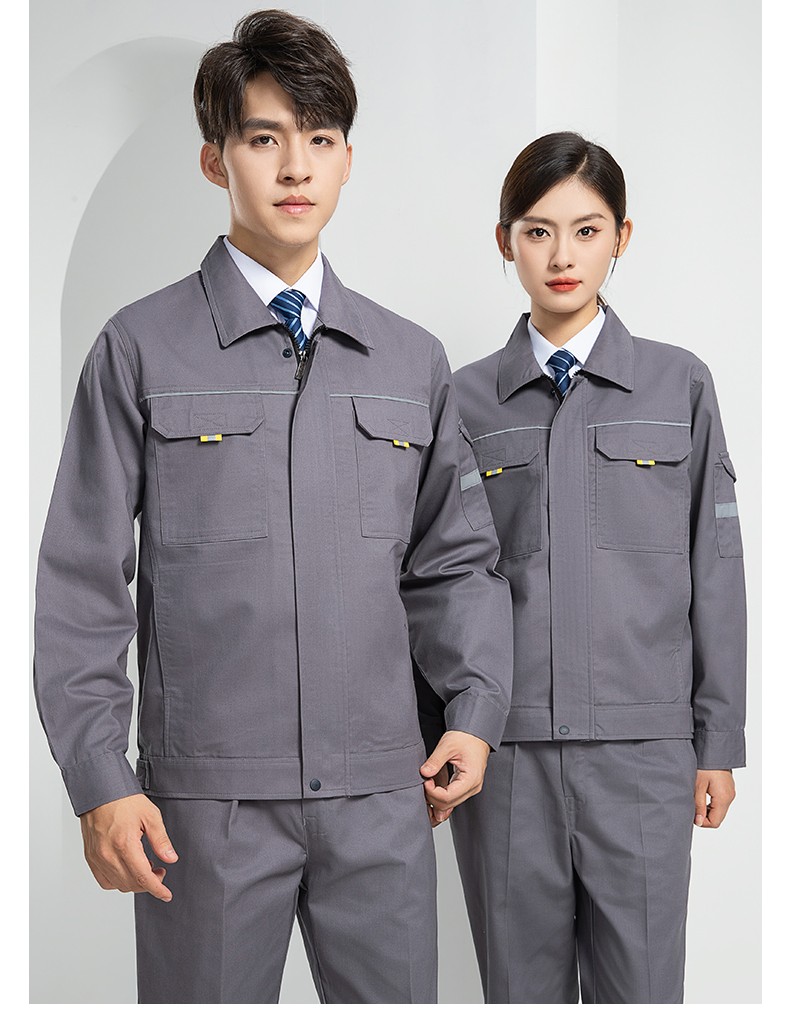 LW-8089 春秋季長(zhǎng)袖反光工作服套裝定制男汽修耐磨工人工廠車(chē)間上衣勞保服(圖22)