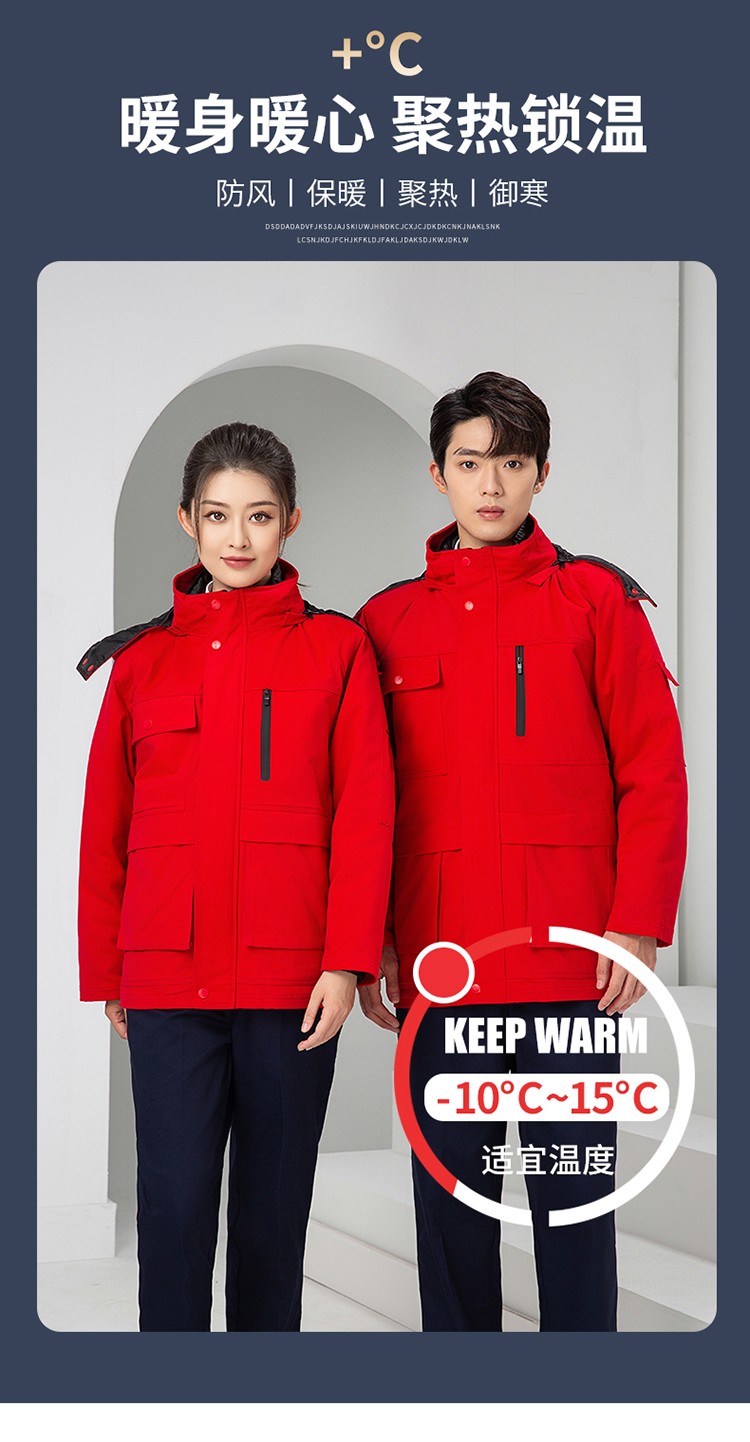 LW-8835 冬季純棉可拆卸工作服棉服定制印字防寒服冷庫棉工人車間加厚棉衣(圖6)