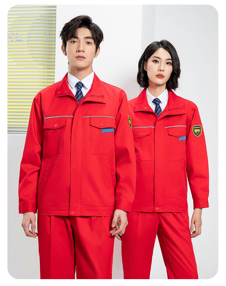 YJ-1302 防靜電防酸堿工作服套裝男春秋化工廠反光條耐磨工裝勞保服定制(圖24)