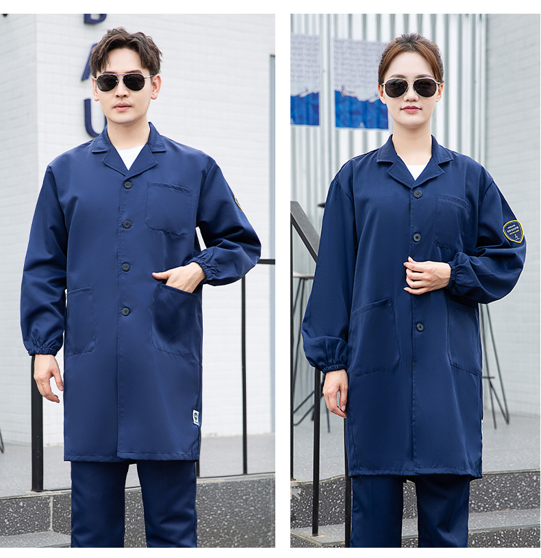 TZ011 恒漉防靜電防酸堿藍白大褂定制車間實驗室防護服耐腐蝕工 作服印字(圖22)