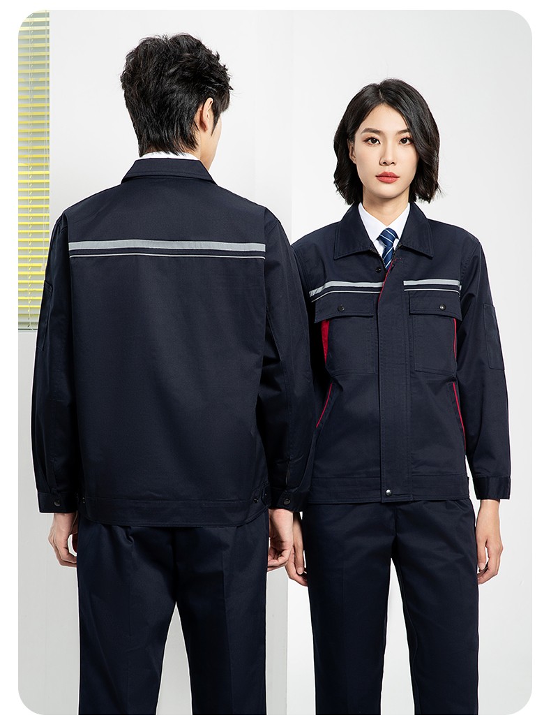 YJ-8005 春秋長袖工作服套裝男雙反光條加油站石油電子化工廠勞保服定制(圖19)