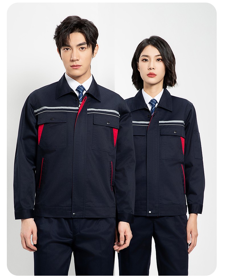 YJ-8005 春秋長袖工作服套裝男雙反光條加油站石油電子化工廠勞保服定制(圖18)