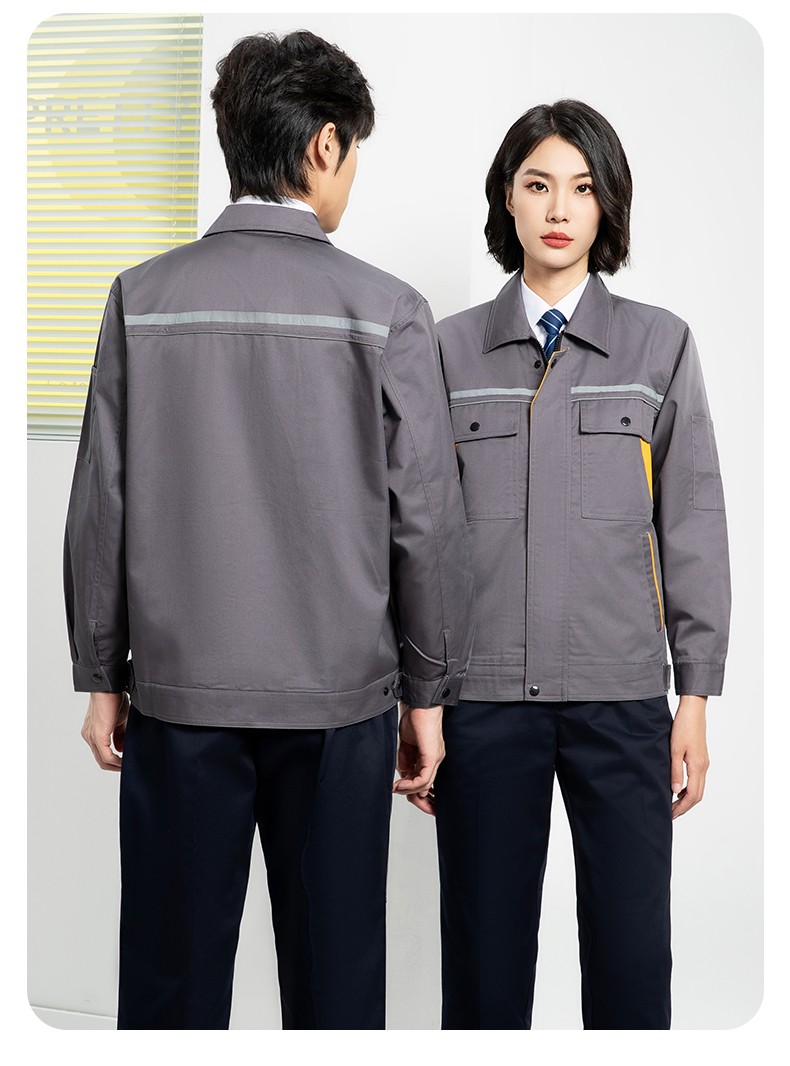 YJ-8005 春秋長袖工作服套裝男雙反光條加油站石油電子化工廠勞保服定制(圖25)