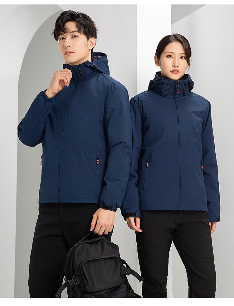 YJ-9805 沖鋒衣定制男女純色可拆卸三合一外套反光條保暖工裝戶外工作服(圖23)