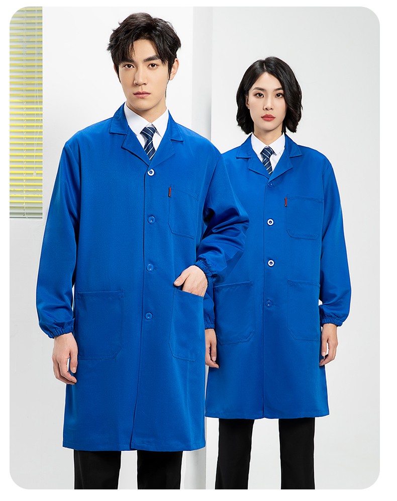 YJ-2301 純色大褂長袖工作服純色電子廠男女防塵食品廠大褂定制(圖19)