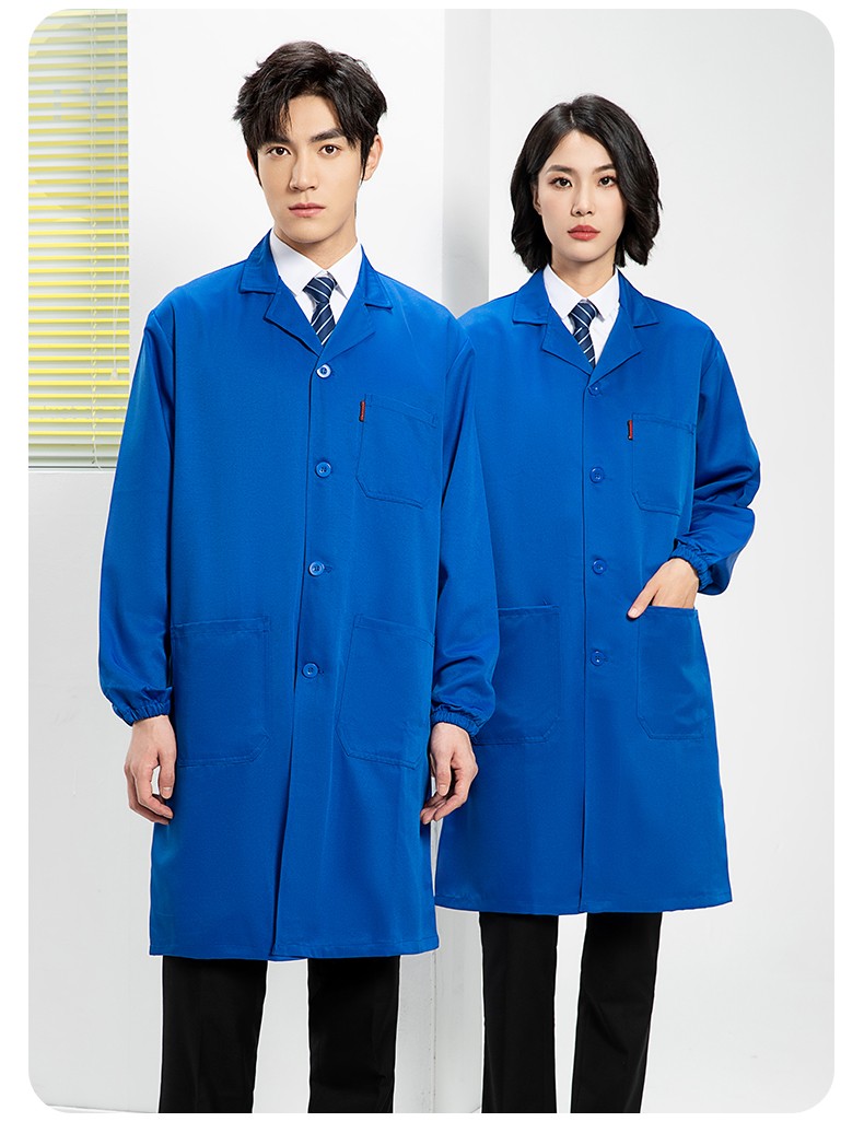 YJ-2301 純色大褂長袖工作服純色電子廠男女防塵食品廠大褂定制(圖18)